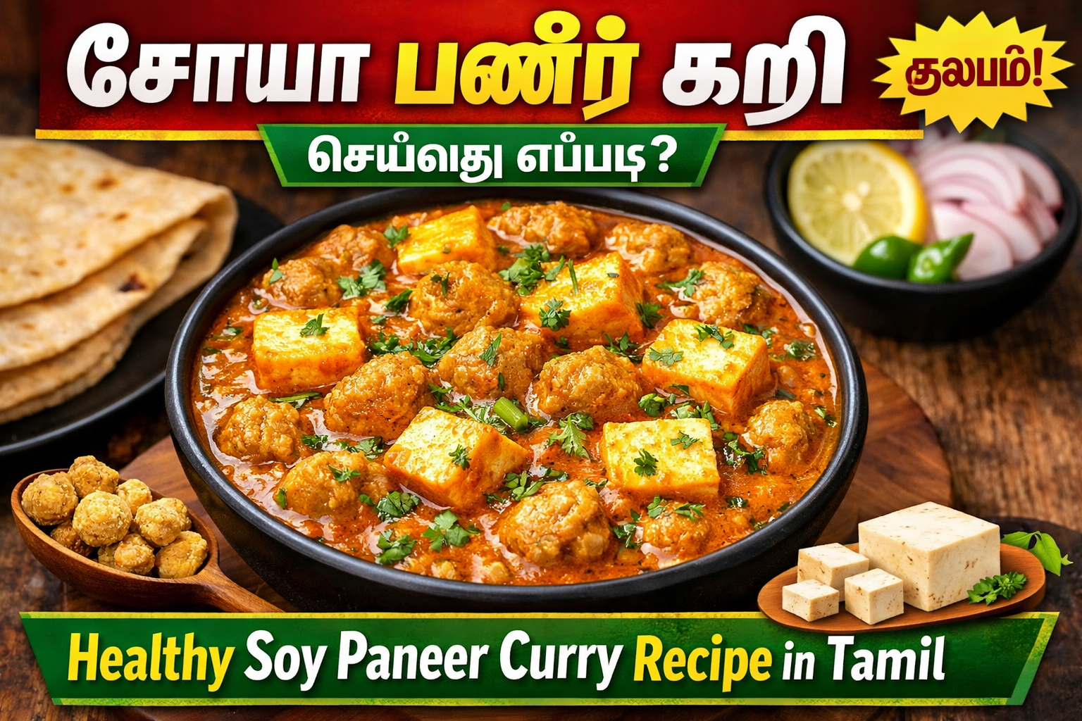 Healthy Soy Paneer Curry in Tamil.